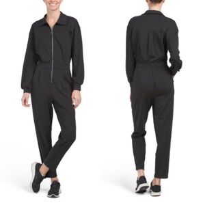 Bailey 44 Women’s Black Jumpsuit Jersey Stretch Front zip and pockets SZ S